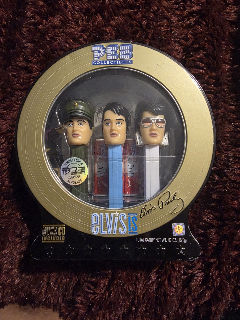 PEZ Collectibles Elvis Presley Tin Set - Gold with Multi Colored Dispensers